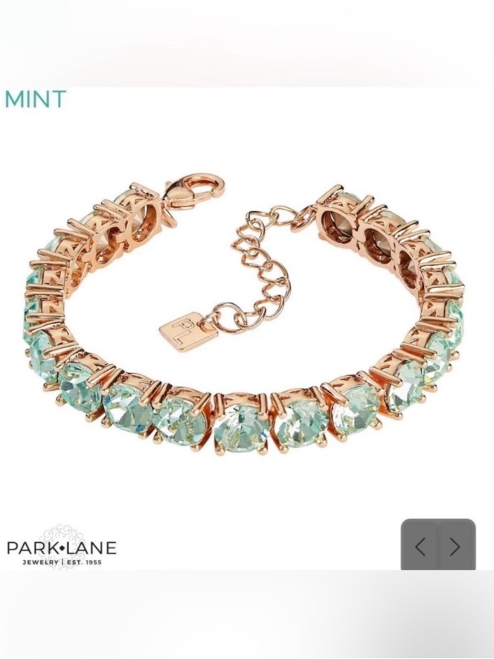 Park Lane Rose Gold Impression Bracelet with Mint Green Crystals